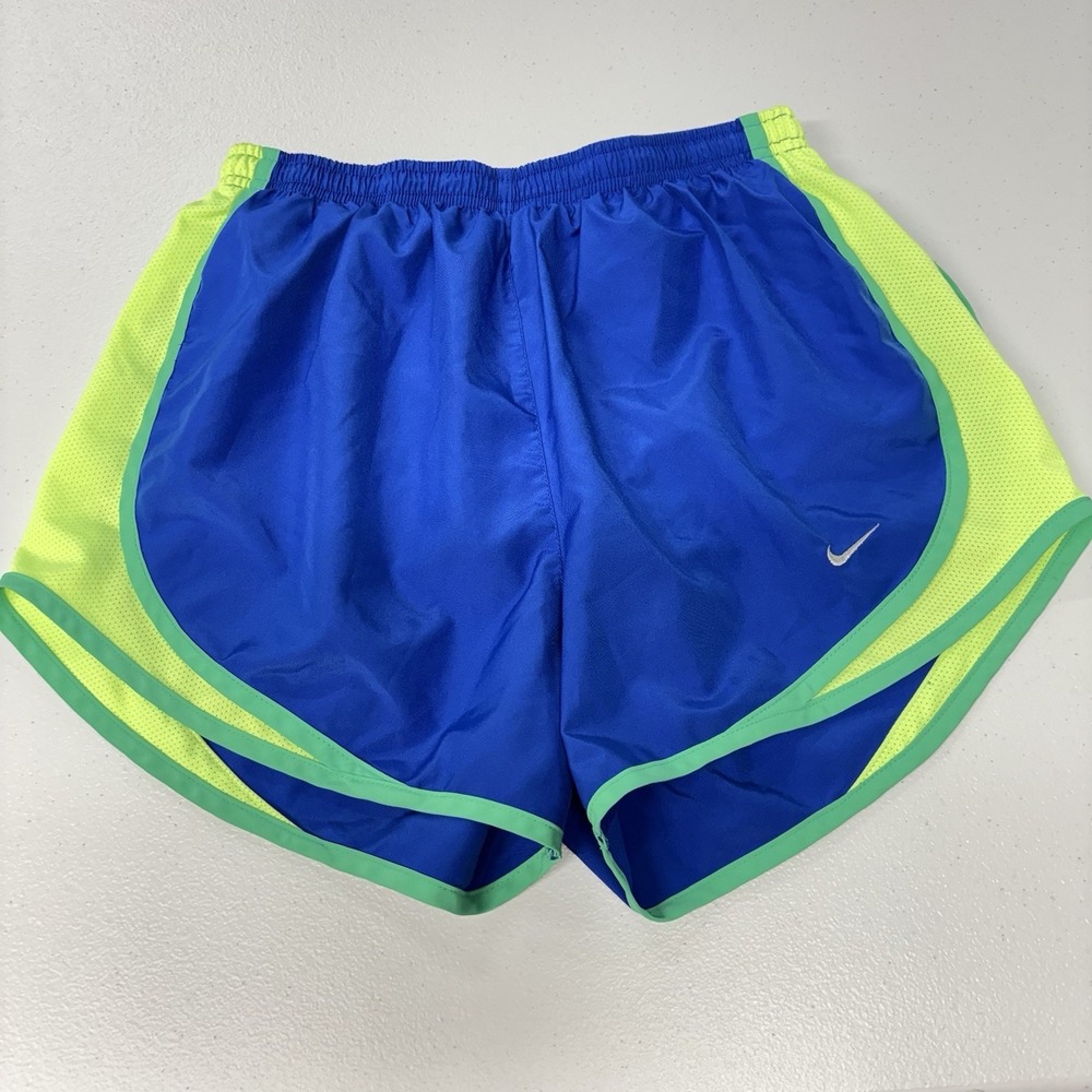 Nike Dri-Fit Tempo‎ Running Shorts Women's Small Lined Blue Lime Green Yellow